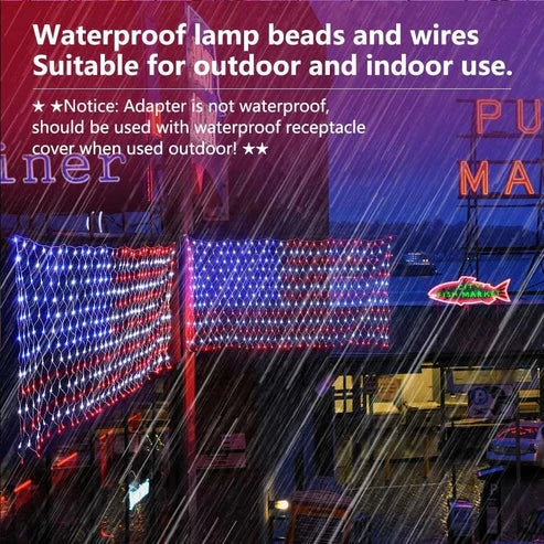 USA LED Flag For Decoration 420 LED String Waterproof Light
