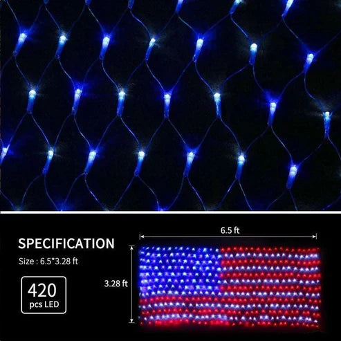 USA LED Flag For Decoration 420 LED String Waterproof Light
