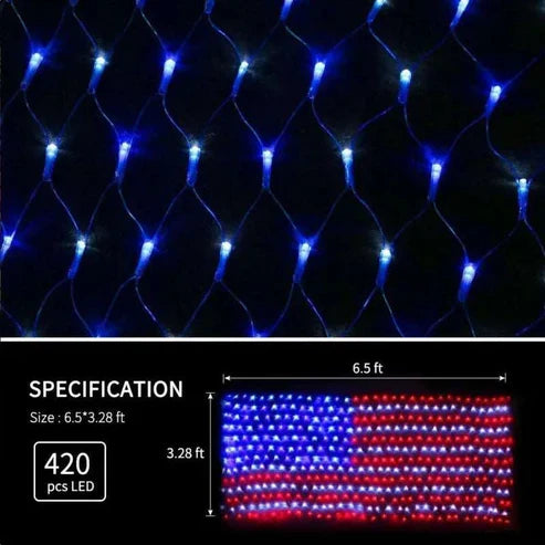 USA LED Flag For Decoration 420 LED String Waterproof Light