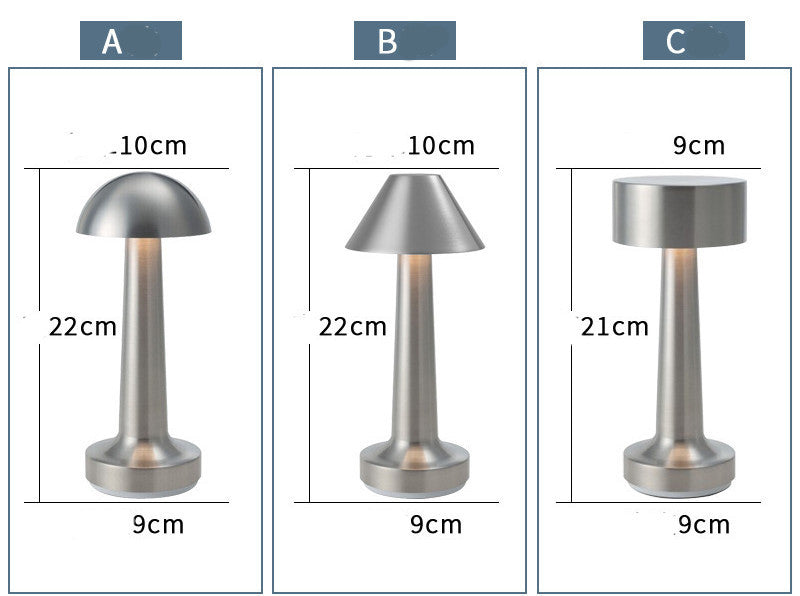 Vintage Metal Table Lamp USB Rechargeable LED Night Light for Restaurant and Home