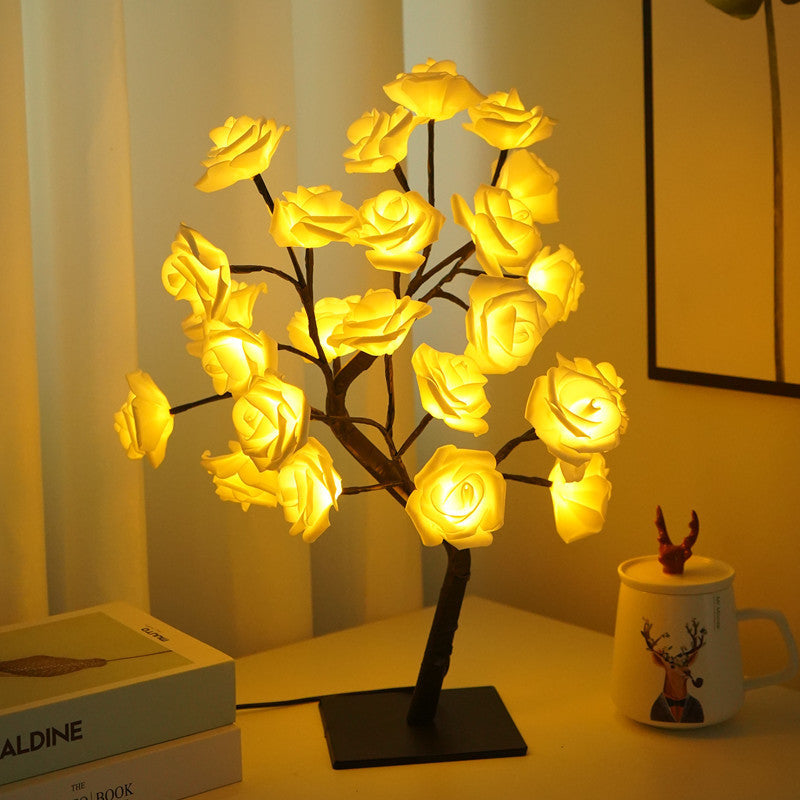 Fiber Optic Flower Tree Night Light USB LED Bonsai Lamp for Room Decoration and Gifting