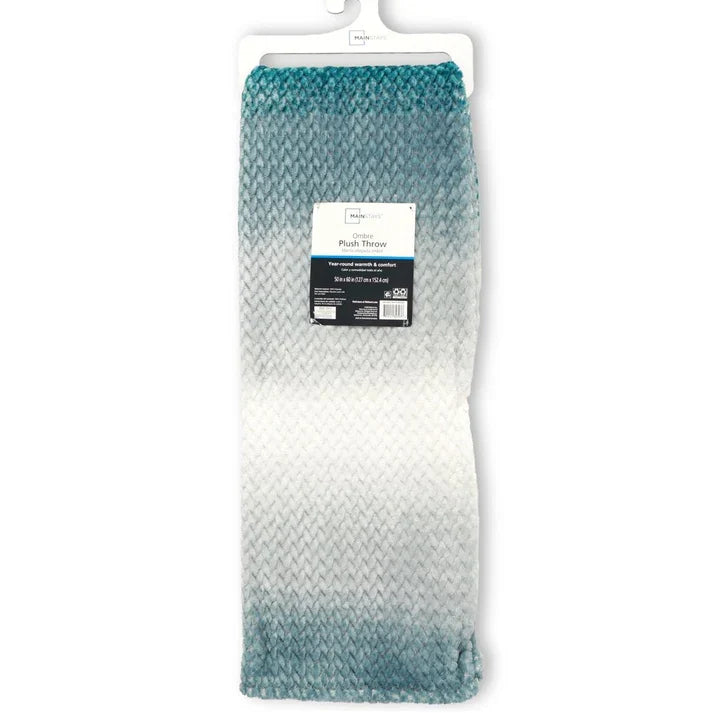 Ombre Velvet Throw Blanket - Dobby Plush 50 x 60 Inch | Teal, Red, Light Red