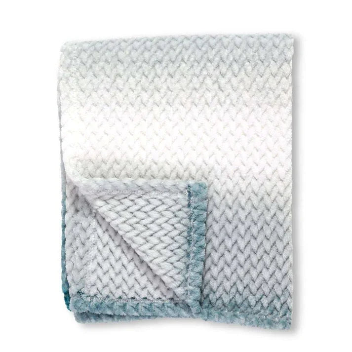 Ombre Velvet Throw Blanket - Dobby Plush 50 x 60 Inch | Teal, Red, Light Red