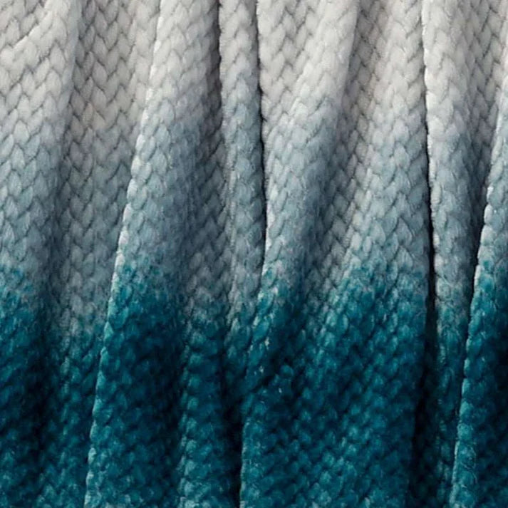Ombre Velvet Throw Blanket - Dobby Plush 50 x 60 Inch | Teal, Red, Light Red