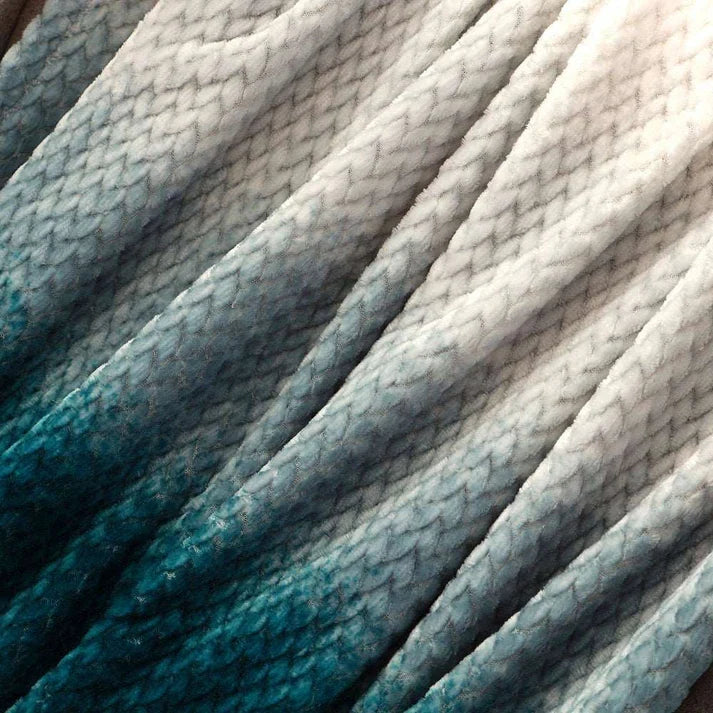 Ombre Velvet Throw Blanket - Dobby Plush 50 x 60 Inch | Teal, Red, Light Red
