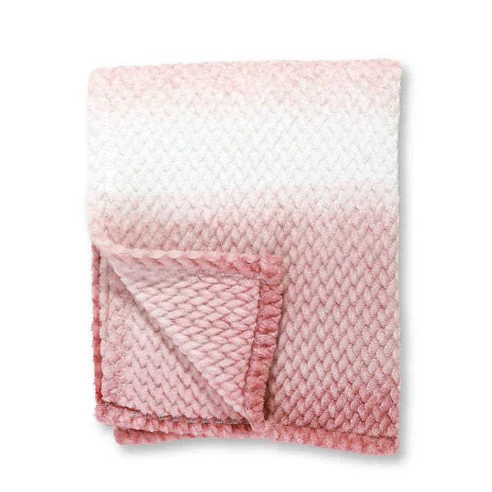 Ombre Velvet Throw Blanket - Dobby Plush 50 x 60 Inch | Teal, Red, Light Red
