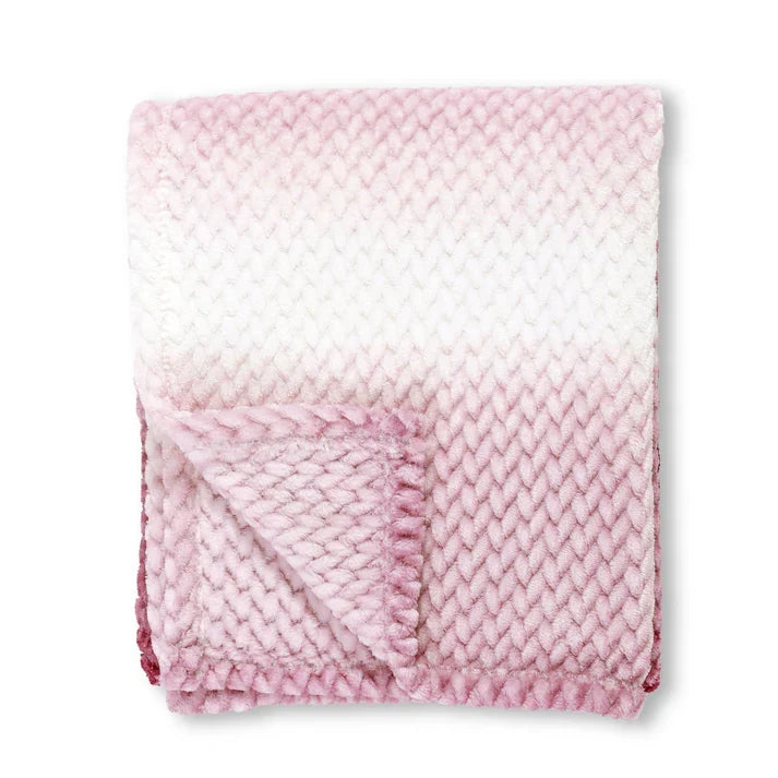 Ombre Velvet Throw Blanket - Dobby Plush 50 x 60 Inch | Teal, Red, Light Red