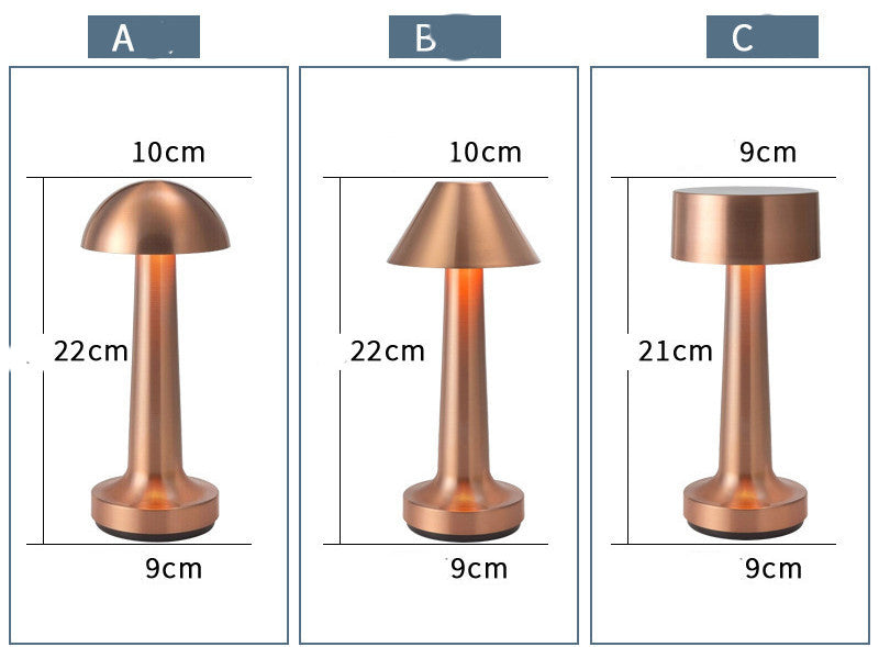 Vintage Metal Table Lamp USB Rechargeable LED Night Light for Restaurant and Home