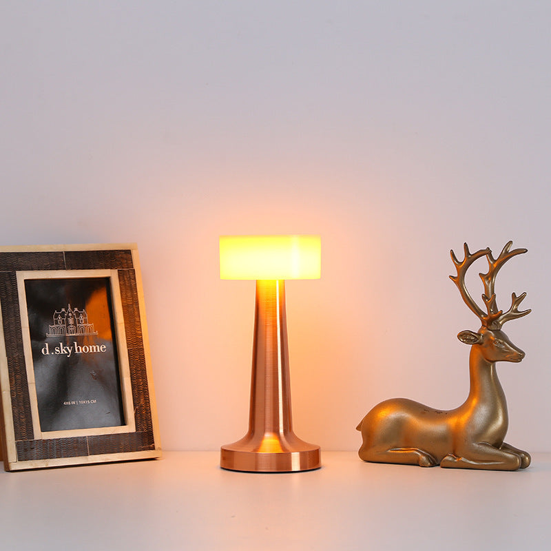 Vintage Metal Table Lamp USB Rechargeable LED Night Light for Restaurant and Home