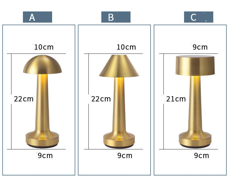 Vintage Metal Table Lamp USB Rechargeable LED Night Light for Restaurant and Home