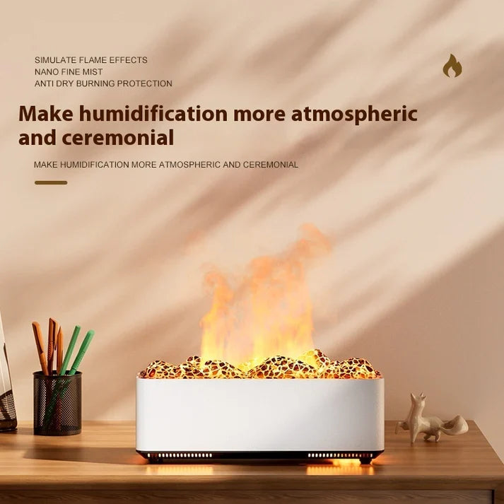 Volcano Aromatherapy Ultrasonic Air Humidifier Flame Effect Home Decor Diffuser