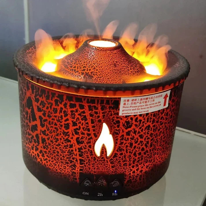 Oil Humidifier Volcano Aromatherapy Machine with Jellyfish Flame Effect
