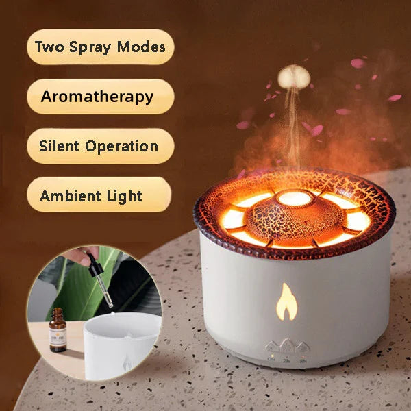 Oil Humidifier Volcano Aromatherapy Machine with Jellyfish Flame Effect