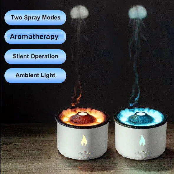 Oil Humidifier Volcano Aromatherapy Machine with Jellyfish Flame Effect