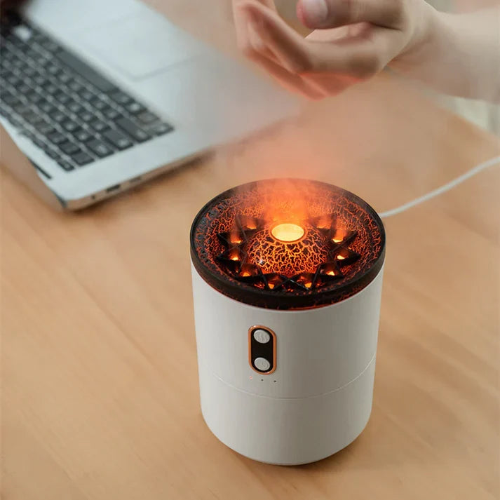 Oil Humidifier Volcano Aromatherapy Machine with Jellyfish Flame Effect