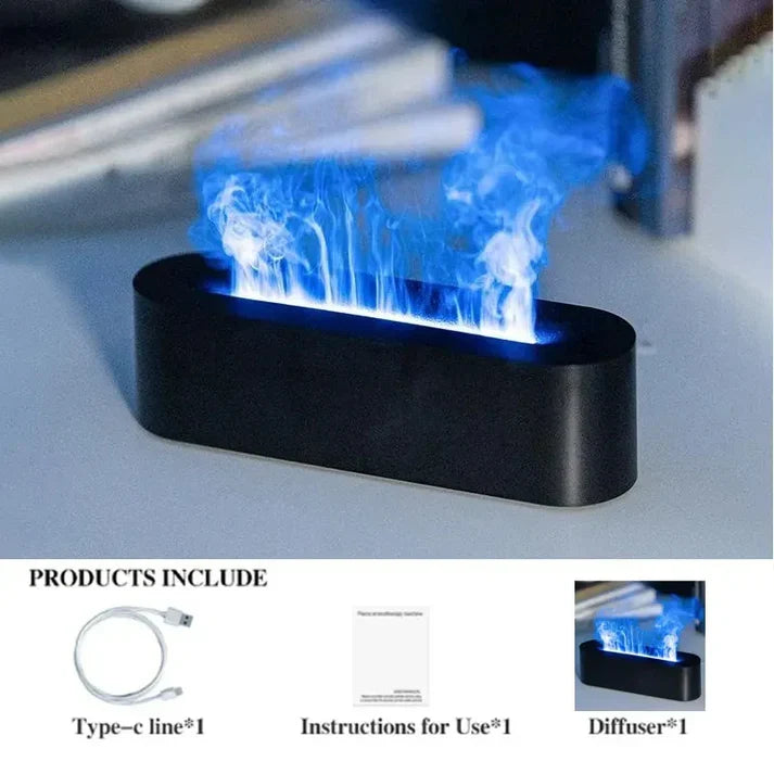 Volcano Fire Flame Air Humidifier Portable Cool Mist Fogger LED Oil Lamp