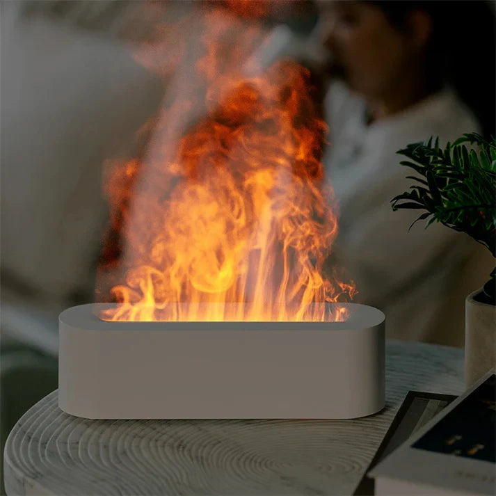 Volcano Fire Flame Air Humidifier Portable Cool Mist Fogger LED Oil Lamp