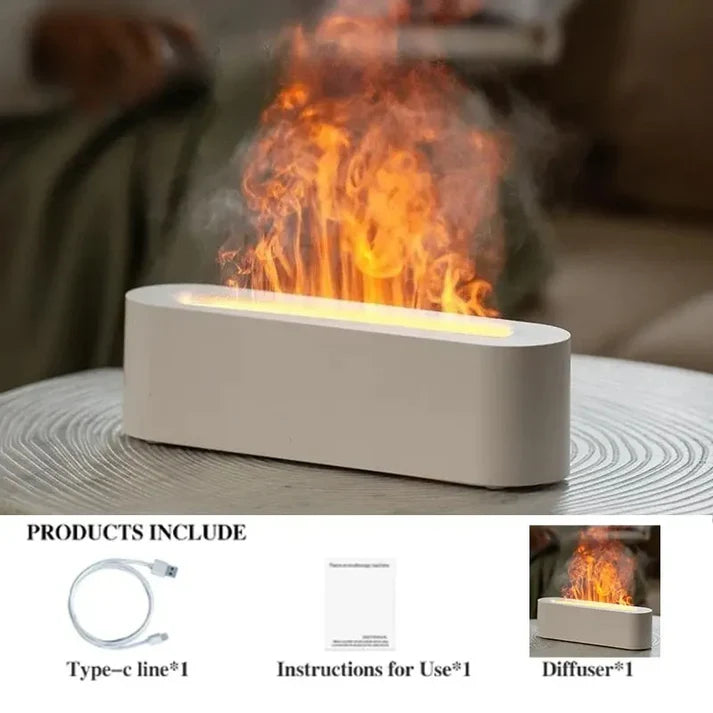 Volcano Fire Flame Air Humidifier Portable Cool Mist Fogger LED Oil Lamp