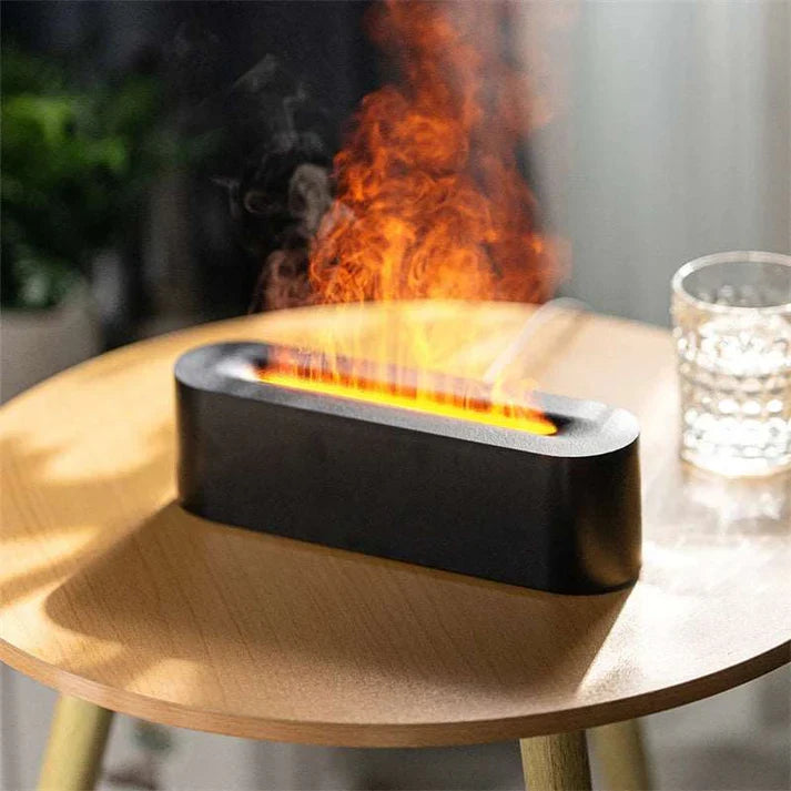 Volcano Fire Flame Air Humidifier Portable Cool Mist Fogger LED Oil Lamp