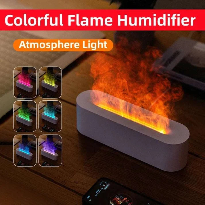 Volcano Fire Flame Air Humidifier Portable Cool Mist Fogger LED Oil Lamp