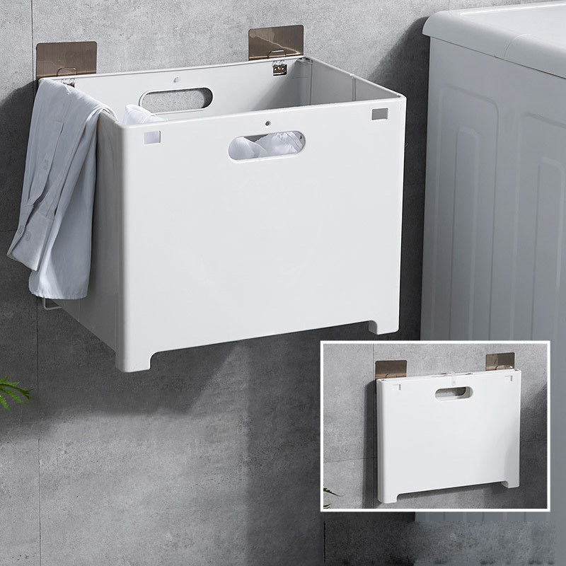 Wall Mounted Laundry Hamper with Shelf Space Saving White and Grey