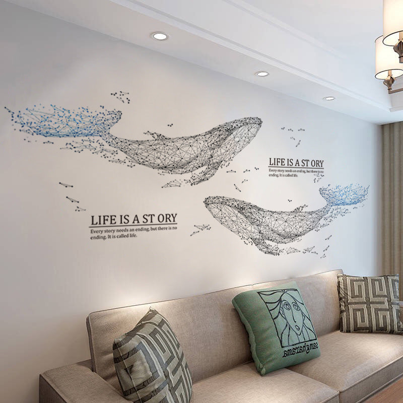 Whale Wall Sticker – Peel and Stick PVC Wall Panels | Waterproof Modern Wall Murals