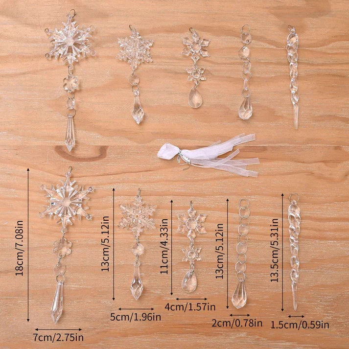 Hanging Acrylic Ice Strip Snow Ceiling Xmas Pendants Snow Ceiling Decorations