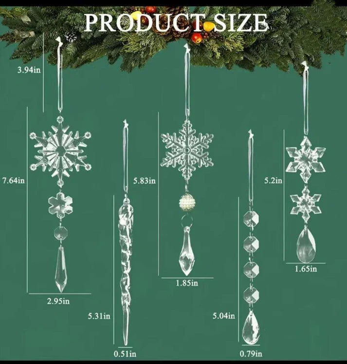 Hanging Acrylic Ice Strip Snow Ceiling Xmas Pendants Snow Ceiling Decorations