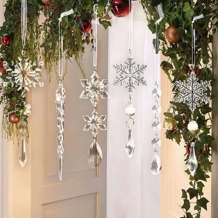 Hanging Acrylic Ice Strip Snow Ceiling Xmas Pendants Snow Ceiling Decorations