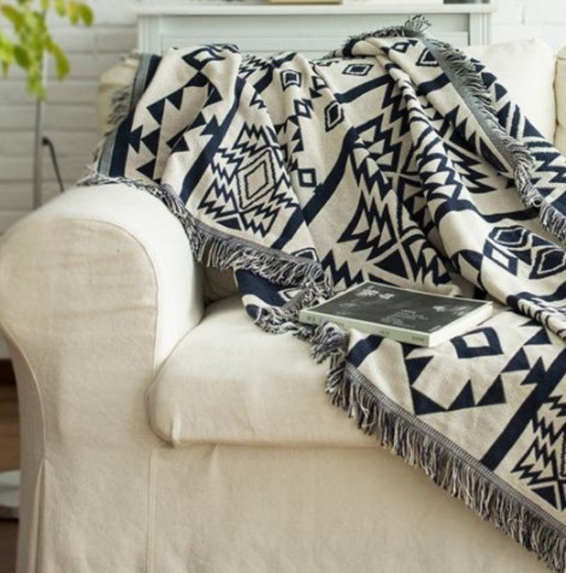 Splendas Geometric Throw Blanket Woven Cotton Lightweight Breathable | Sofa & Bed | 4 Sizes